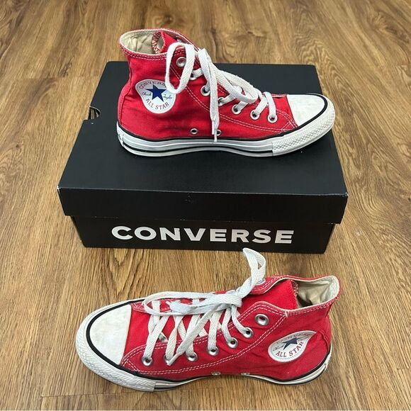 Converse all Star Chuck Taylor hi top red lace up shoes sneakers women’s 7 - Picture 8 of 8